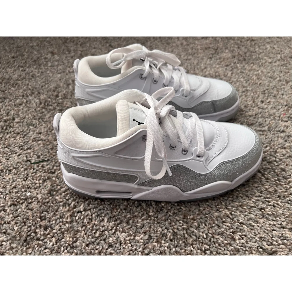 Air Jordan 4 RM 'White Silver Glitter' sneakers with the style code HQ34 size 7